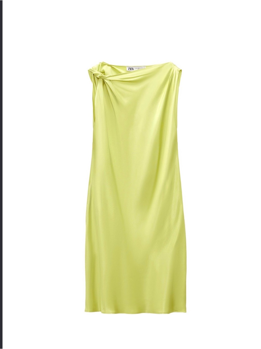 Zara Lime Yellow One-Shoulder Twist Detail Dress